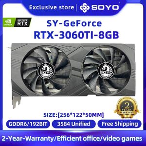 Tarjetas gráficas Tarjeta SOYO RTX 3060Ti 8GB X-GAME GDDR6 256bit NVIDIA GPU 8Pin HDMI 1 DP 3 PCI Express 4.0 X16 Rtx3060ti Video