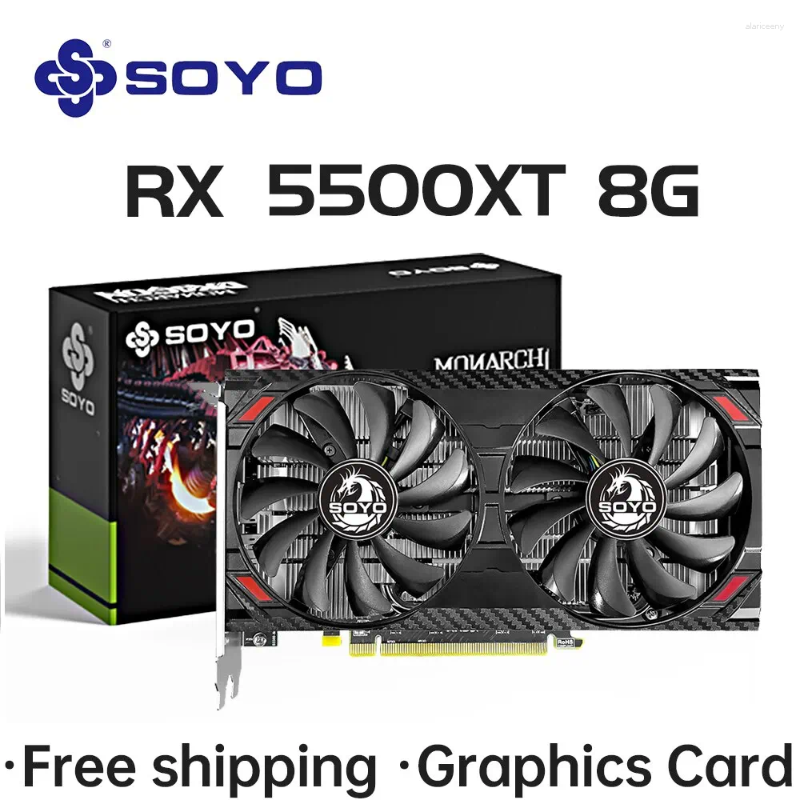 Grafik Kartları Soyo Gaming AMD Radeon RX5500 XT 8GB GDDR6 128 BIT PCIE4.0 X8 Masaüstü GPU ekran kartı RX 5500XT