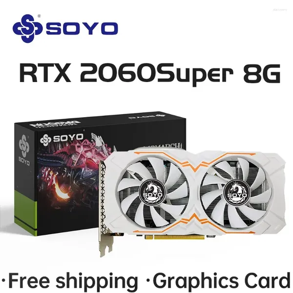 Cartes graphiques SOYO NVIDIA RTX2060 SUPER 8G GDDR6 mémoire vidéo HDMI DP DVI PCIE3.0x16 RTX 2060 carte de jeu pour ordinateur de bureau