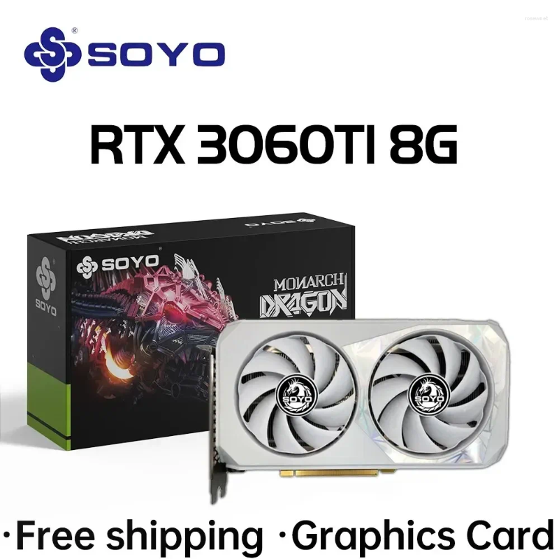 Grafische kaarten Soyo RTX 3060TI 8G NVIDIA -kaart 256bit PCI Video GDDR6 Desktop gaming GPU DP 3 Computercomponenten