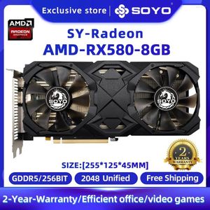 Tarjetas gráficas SOYO RX 580 8G tarjeta de vídeo AMD Radeon GDDR5 RX580 8GB 2048sp 256Bit PCIE X16 3,0 adecuado para juegos de escritorio