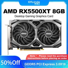 Grafische kaarten gebruikt MSI RX 5500 XT 8G 128Bit D6 5700 8GB 256Bit 2304 Gaming Kaart Met 8GB/GDDR6 Geheugen RX5500 RX5700 Video