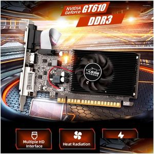 Cartes graphiques Vidéo GT610 Carte d'affichage 810 MHz DDR3 1 Go Ordinateur HD VGA DVI Interface Accessoires pour jeu de bureau Livraison directe Compu Dhbze