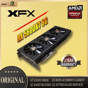 Cartes graphiques XFX RX5600XT 6G AMD 7nm 256bit Triple ventilateurs PCIE4.0X16 ordinateur de bureau vidéo carte de jeu d'ordinateur utilisé