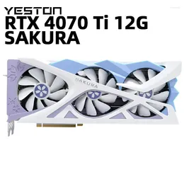 Tarjetas gráficas YESTON GeForce RTX4070Ti 12GB GDDR6X Tarjeta 192bit 3 Fan PC Gamer Video Desktop Pure White Gaming GPU