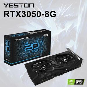 Grafische kaarten Yeston GPU GeForce RTX 3050 Desktop Gaming Card RTX3050-8G D6 GA 128Bit/GDDR6 2 Grote koelventilatoren