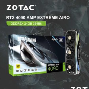 Grafische kaarten Zotac Nieuwe Rtx 4090 Rtx4090-kaart Gddr6X Nvidia Gpu 4Nm 24Gb 384Bit 12Pin Video Gamer Rgb 2235Mhz Placa De Drop Delivery Otzap