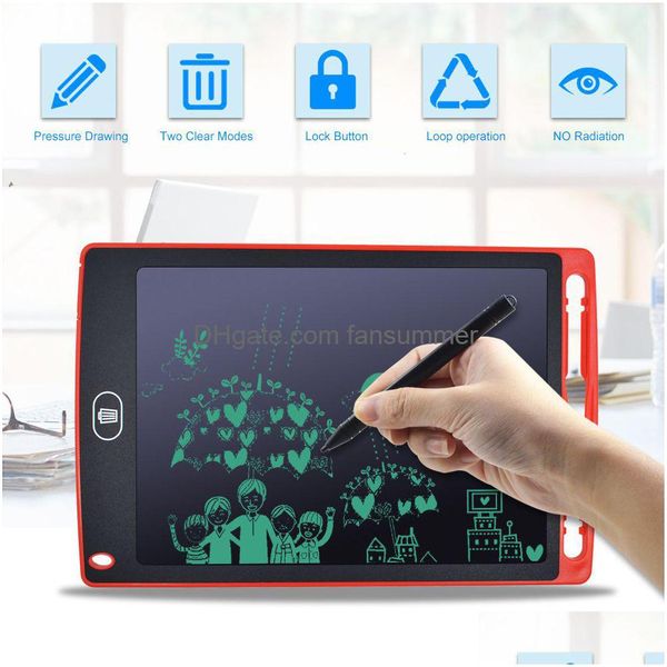 Pensas gráficas Pensas de 8.5 pulgadas Tableta digital LCD Escritura electrónica de la almohadilla de ding electrónica escritura a mano con batería de bolígrafo para un regalo para niños a D DHKZP