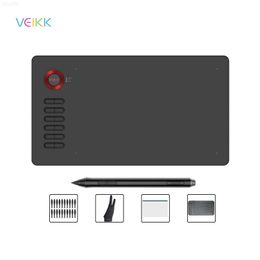 Grafische tablets Pennen VEIKK A15 Grafisch tablet 10x6 inch Digitale tekentablet Stylus zonder batterij 8192 niveaus 12 sneltoetsen (rood blauw grijs) L230923