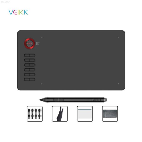 Tabletas gráficas Bolígrafos Tableta gráfica VEIKK A15 Tableta de dibujo digital de 10x6 pulgadas Lápiz óptico sin batería 8192 niveles 12 teclas de acceso directo (rojo azul gris) L230923