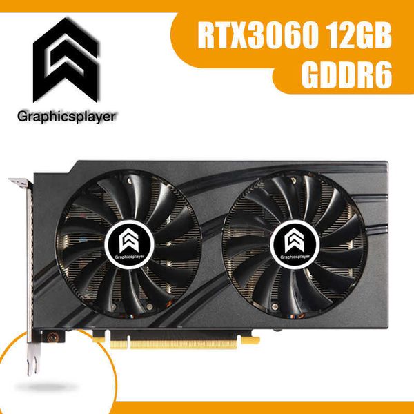 Graphicsplayer carte graphique RTX3060 GDDR6 12G 192 bits ordinateur cartes vidéo GPU PCI Express X16 4.0 pour Nvidia PC Gaming