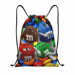 Grappige Candy M M 'S Chocolade Trekkoord Rugzak Sport Gym Tas Voor Mannen Vrouwen Training Sackpack H26K#