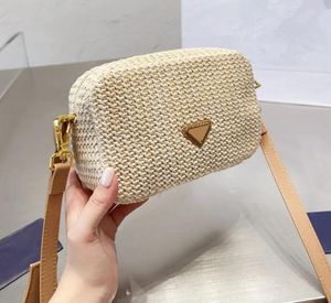 Sac pour appareil photo tissé en herbe Femmes Mode Shopping Cartables Sacs à bandoulière Broderie Hobo Sac à main Bandoulière Messenger Sacs Zipper Totes Sacs à main de luxe Designer