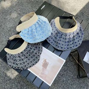 Haut vide de Style bandeau tissé en herbe avec chapeau Double face pour femmes, Protection contre les UV du soleil, grand bord d'été pour couvrir le visage