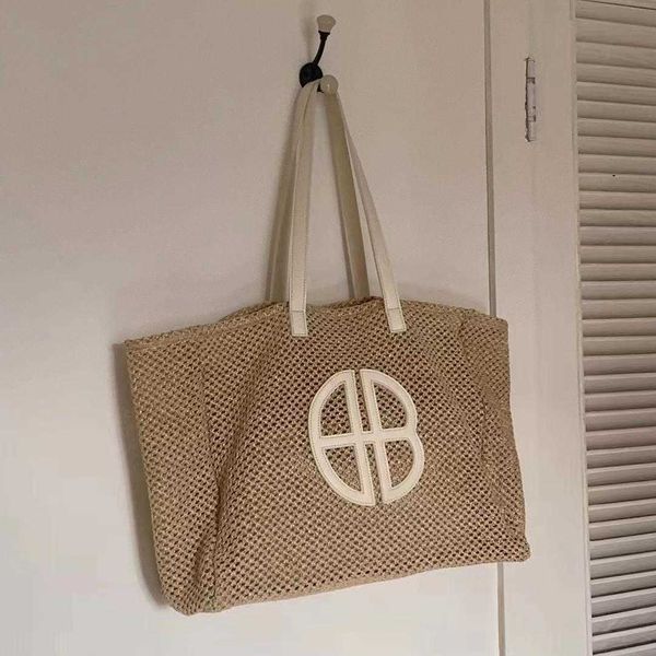 Bolso de mano tejido de hierba para mujer, bolso de mano versátil para compras en la playa, marea de verano