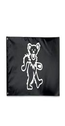 GrateFul Dead Bear-vlag 3 x 5 voet decoratieve 100D polyester binnen buiten hangende decoratievlag met messing doorvoertules 3051389