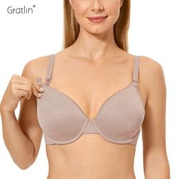 Gratlin femmes grande taille soutien-gorge d'allaitement de maternité pour l'allaitement couverture complète légèrement rembourré à armatures vêtements de grossesse 210318