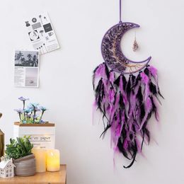 Gravel Moon Feather Dream Catcher Wall Hanging Tree of Life Dream Catcher Natural Agate Dream Catcher Living Room Decoratie 240508