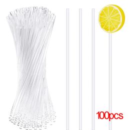 Pierres tombales 100 pièces bâton de sucette à gâteau bâtons transparents en acrylique outils de décoration de gâteaux en plastique moule à utiliser pour les accessoires de dessert de qualité alimentaire