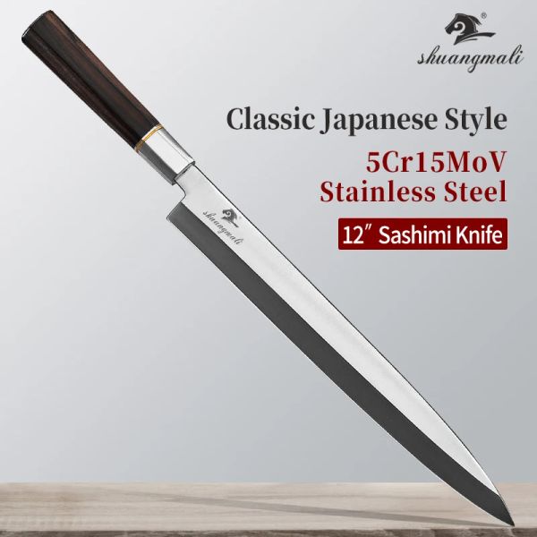 Gravestones Cuchillo de Sushi japonés de 12 Pulgadas, Acero de Alto Carbono 5cr15, Chef, fileteado, rebanado, Salmón, Pescado, Cocina, Sashimi, Herramienta de Corte, Equipo