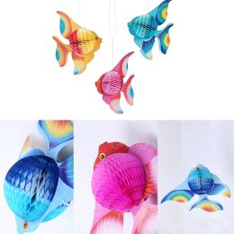 Tombes 12pcs papier de tissu coloré de poisson or pliable décoration de poisson tropical suspendu ornement de fête