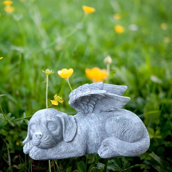 Lápidas Estatua Conmemorativa De Gato Perro Durmiendo Ala De Ángel Marcador De Tumba Estatuilla Conmemorativa Decoración De Recuerdo Conmemoración Adorno De Jardín para Mascotas