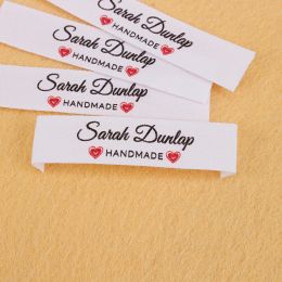 Grafstenen kledinglabels, wasbaar, katoen, aangepaste tags, gepersonaliseerde naam, handgemaakt, naaicadeau, 12 mm x 60 mm, met liefde (md5262)