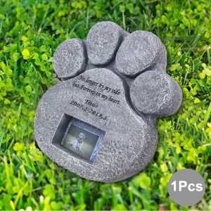 Lápida de lápida Memorial Memorial para mascota tumba gravestona dog gato paw estampado animal huella de la funeral puede poner fotos