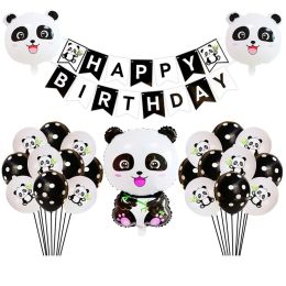 Grafstenen Panda Ballon Set Verjaardagsfeestje Thema Decoratie Aluminiumfolie Ballon Babyshower Feestartikelen Vlag Decoratie