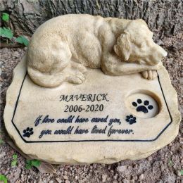 Gravestonas Pet Memorial Memorial Stones Garden Stones Dog Memorial Stones con un perro dormido en la parte superior JSYS