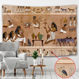 Grafstenen Geel Oude Egypte Tapijt Muur Opknoping Oude Cultuur Gedrukt Hippie Egyptische Wandtapijten Muur Doek Home Decor Vintage Tapijt