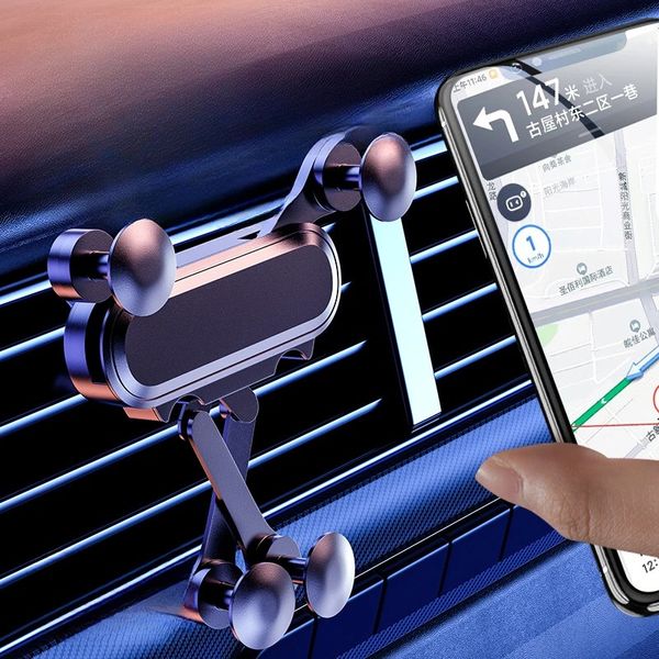 Support de voiture par gravité pour téléphone, Clip de ventilation, Support Mobile, Support GPS