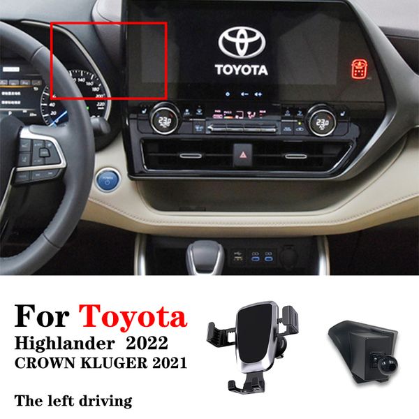 Soporte de teléfono de coche Gravity para Toyota Highlander 2022 CROWN KLUGER 2021 Fortune GPS soporte giratorio accesorios móviles