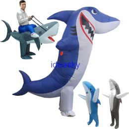 Costume de costume de requin gonflable bleu gris costume d'Halloween pour femmes hommes adultes enfants Cosplay de mascotte gonflable
