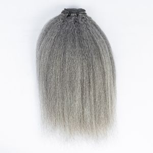 Bundles grises Extensión del cabello humano Kinky Cabello gris recto