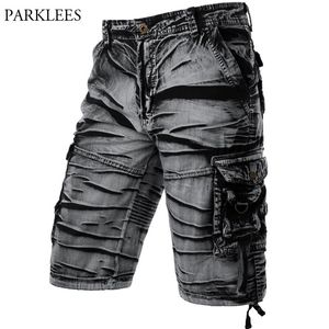 Gris Camo Cargo Shorts Hommes Coton Hommes Pantalon court Confortable Bermuda Masculina Coupe décontractée Pantalon multi-poches Corto Hombre 210720