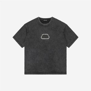 Grijs Distressed gewassen slotlogo bedrukt Oversized T-shirt Heren Designer T-shirts Parijs Merk Zomer T-shirt Dames T-shirt Hoog Qua265c