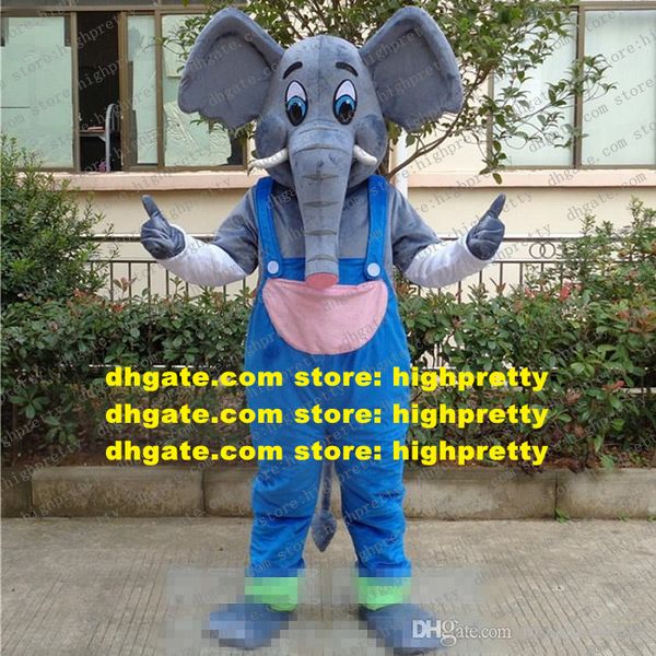 Disfraz de la mascota elefante gris atuendo para el traje de caricatura para adultos traje del programa de niños