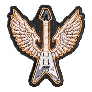 Patch de guitare basse Flying V gris Instruments de musique à repasser ou à coudre sur des patchs brodés 3 3 25 POUCES 243L