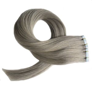 Extensions de cheveux gris 100% cheveux humains Remy Tape In Hair Extensions 12