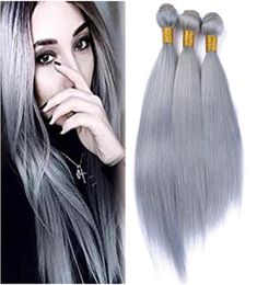 Cheveux gris armure droite 8a gris cheveux humains vierges cheveux 3 Bundle gris Extension vente 16 18 20 pouces usine 4908329