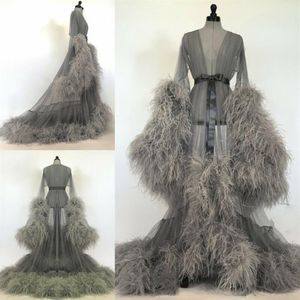 Grey Lady Nachtjapon Vrouwen Nachtkleding Lange Gewaden Wedding Bridal Pyjama Faux Fur Vrouwen Badjas Sheer Nachtjapon Gewaad Shawel250i