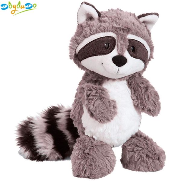 Mapache gris peluche juguete encantador mapache lindo suave animales de peluche muñeca almohada para niñas niños niños bebé regalo de cumpleaños 25 cm LJ201126