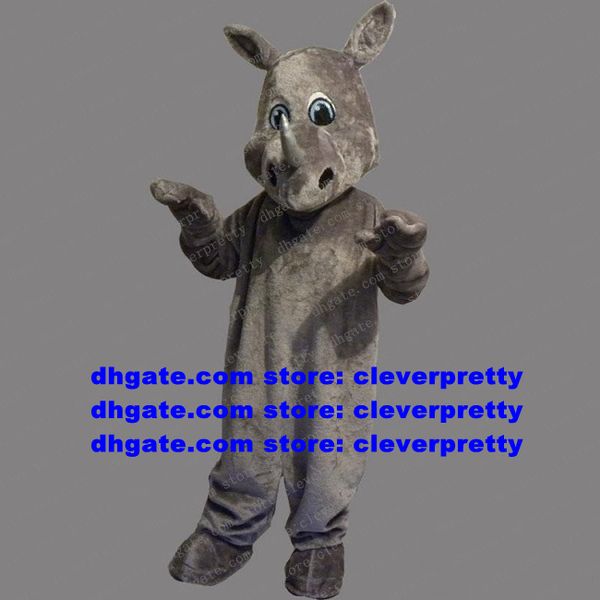 Costume de mascotte de rhinocéros gris, Costume de personnage de dessin animé pour adulte, Costume d'hôtel, Restaurant, Promotion publicitaire zx696