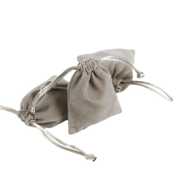 Sacs de velours gris Bijoux Sac à cordon Perle Cosmétique Mariage Candy Conteneur Sacs d'emballage de stockage RRA805