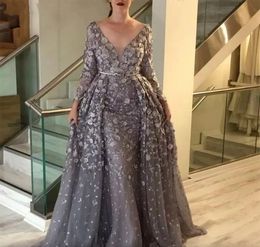 Vestidos grises vintage para madre de la novia 2023 Una línea Mangas largas Madrina formal Noche Fiesta de bodas Vestidos para invitados Tallas grandes Godmor por encargo