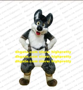 Grijs wit long barry furry mascotte kostuum husky dog ​​fox wolf fursuit volwassen cartoon merk plan promotie sportevenementen zz7674