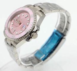 Great 40 mm Luminal Pink Dial Sapphire Crystal Mens Watchs Auto Date Auto Automatic Silver Silver Inoxydy en acier inoxydable Montreuse à bracelet1469714