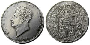 Gran Bretaña George IV 1826 media corona copia moneda accesorios para el hogar