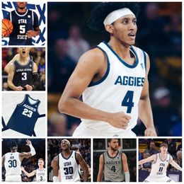 Great Osobor Utah State Aggies 2024 Maillot de basket-ball 2 Garrison Phelps 3 Jaxon Smith 4 Ian Martinez 10 Darius Brown 11 Dallin Grant Utah State Maillots cousus sur mesure